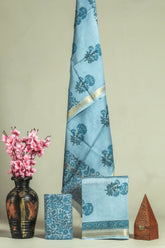 Premium Hand Block Printed Maheshwari Silk Suit(BFMAH64)